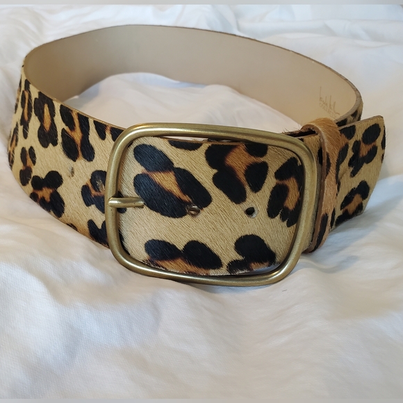 Nicole Miller Collection Genuine Italian Leather Leopard Print Belt Size Medium - Picture 7 of 10